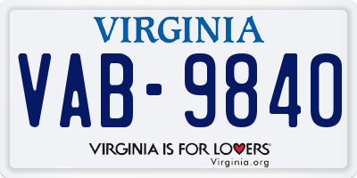 VA license plate VAB9840