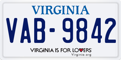 VA license plate VAB9842