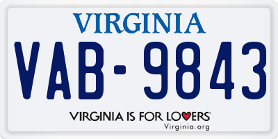 VA license plate VAB9843