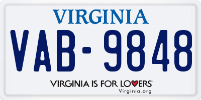 VA license plate VAB9848