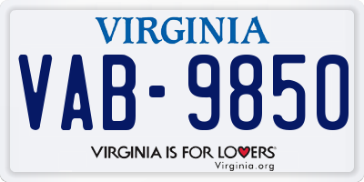 VA license plate VAB9850