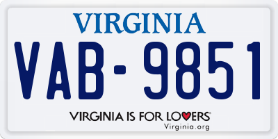 VA license plate VAB9851