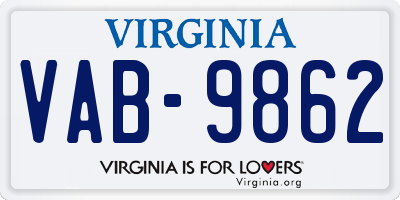 VA license plate VAB9862