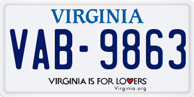 VA license plate VAB9863