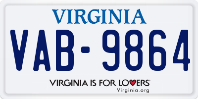 VA license plate VAB9864