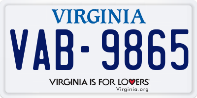 VA license plate VAB9865