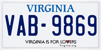 VA license plate VAB9869