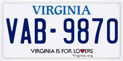 VA license plate VAB9870