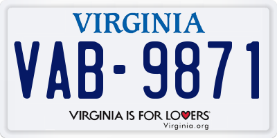 VA license plate VAB9871