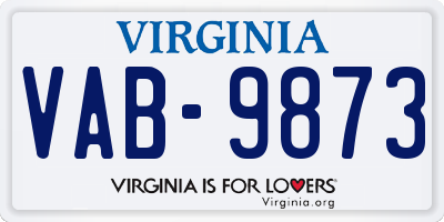 VA license plate VAB9873