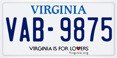 VA license plate VAB9875