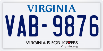 VA license plate VAB9876