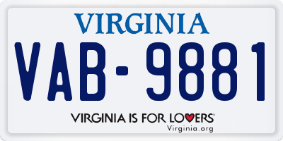 VA license plate VAB9881