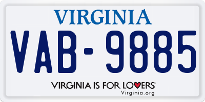 VA license plate VAB9885