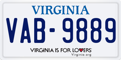 VA license plate VAB9889