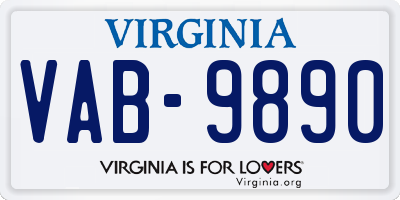 VA license plate VAB9890