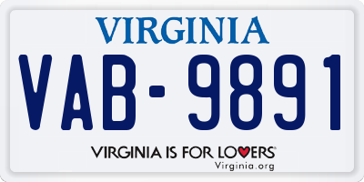 VA license plate VAB9891