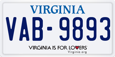 VA license plate VAB9893