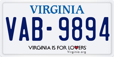 VA license plate VAB9894