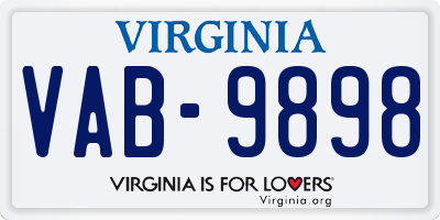 VA license plate VAB9898