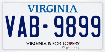 VA license plate VAB9899