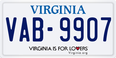 VA license plate VAB9907