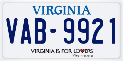 VA license plate VAB9921