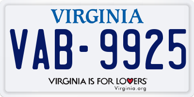 VA license plate VAB9925