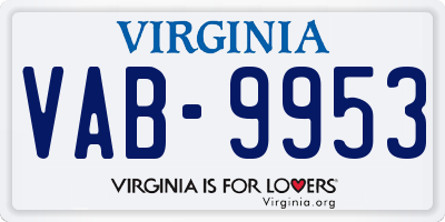 VA license plate VAB9953