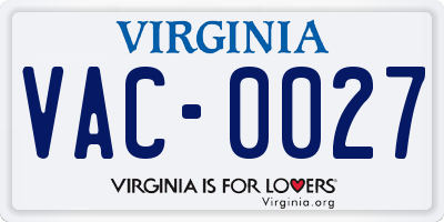 VA license plate VAC0027