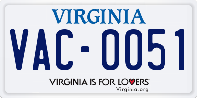 VA license plate VAC0051