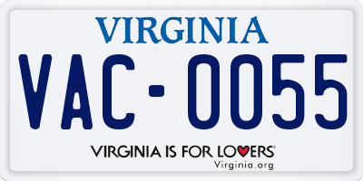 VA license plate VAC0055