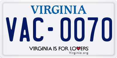 VA license plate VAC0070