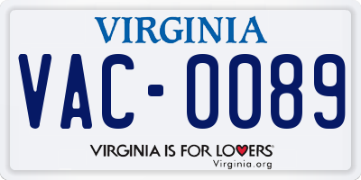 VA license plate VAC0089