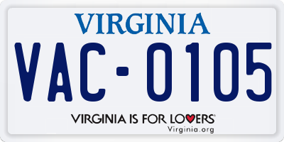 VA license plate VAC0105