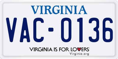 VA license plate VAC0136