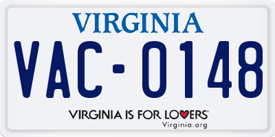 VA license plate VAC0148