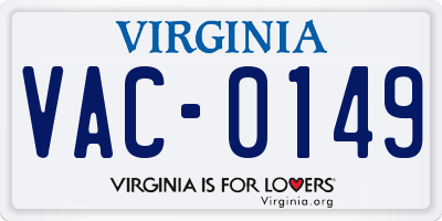 VA license plate VAC0149