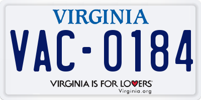 VA license plate VAC0184