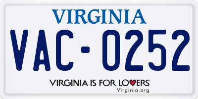 VA license plate VAC0252