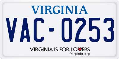 VA license plate VAC0253