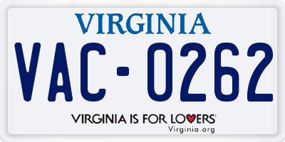 VA license plate VAC0262