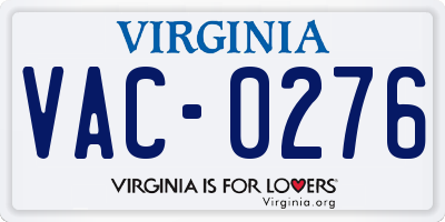 VA license plate VAC0276