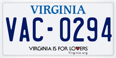 VA license plate VAC0294