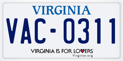 VA license plate VAC0311