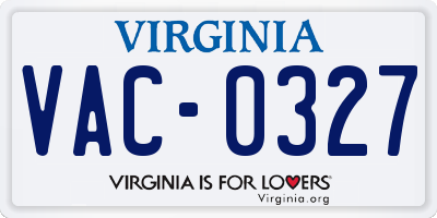 VA license plate VAC0327