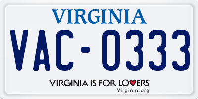 VA license plate VAC0333