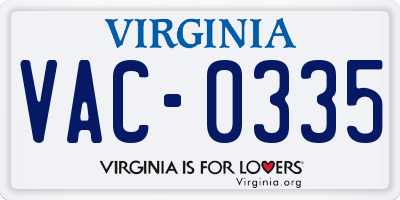 VA license plate VAC0335