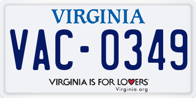 VA license plate VAC0349