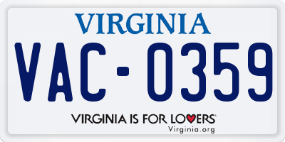 VA license plate VAC0359